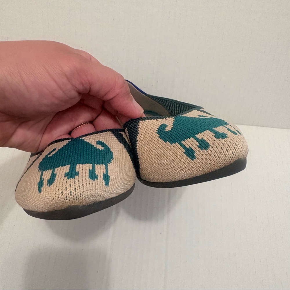 Rothy's Teal and Beige Patterned Flats - Picture 2 of 9